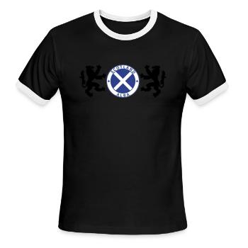 Écosse Design 4 - T-shirt à bandes contrastées pour hommes   - noir/blanc - Devant - Jackson (183cm)