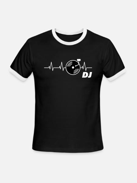 DJ Heartbeat - Men's Ringer T-Shirt - black/white