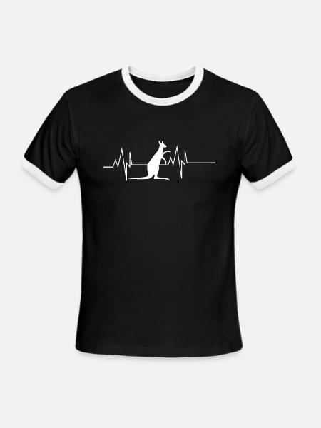 Kangaroo Heartbeat - Men's Ringer T-Shirt - black/white