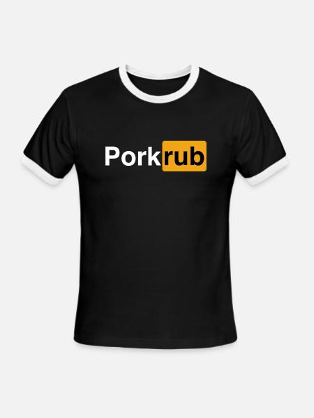 pork rub logo - Men's Ringer T-Shirt - black/white