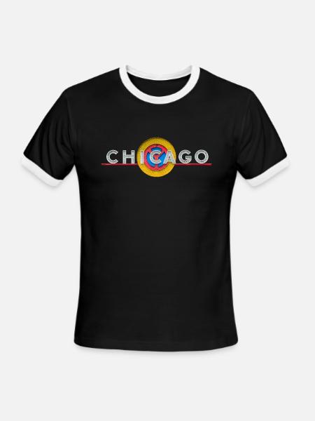 Chicago Theatre Sign Day - Men's Ringer T-Shirt - black/white