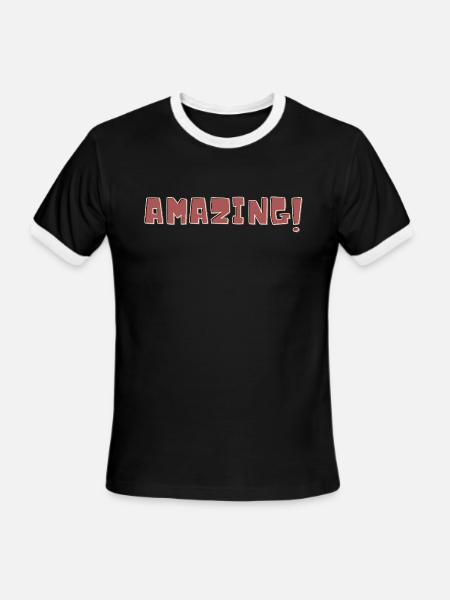 amazing! text logo - Men's Ringer T-Shirt - black/white