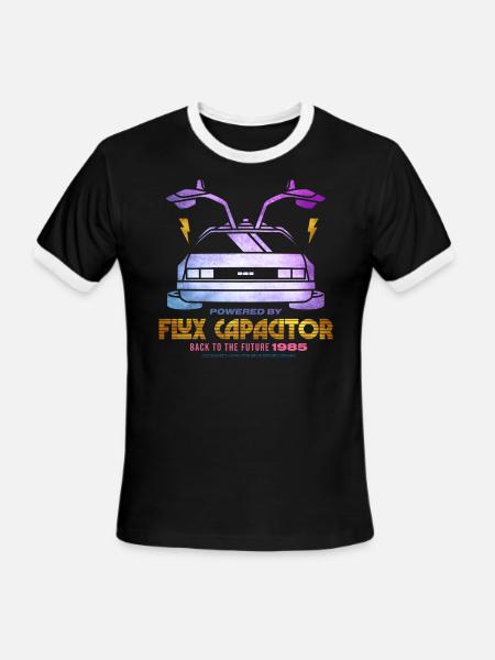 Back To The Future Powered By Flux Capacitor - Men's Ringer T-Shirt - black/white