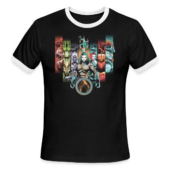 Aquaman Film Characters - Men's Ringer T-Shirt - black/white - Front - Jackson (183cm)