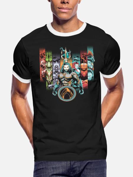 Aquaman Film Characters - Men's Ringer T-Shirt - black/white - Front - Jackson (183cm)