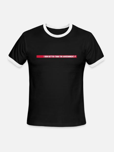 run better than government - Men's Ringer T-Shirt - black/white