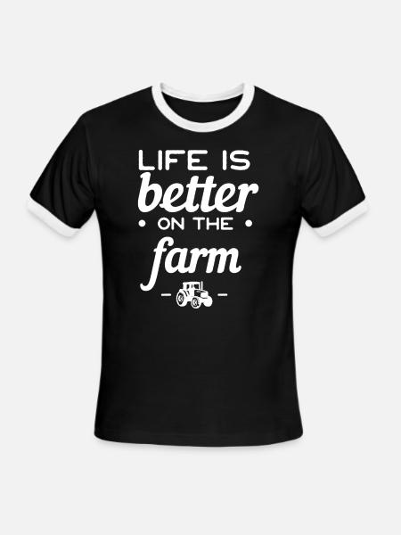 Life Is Better On The Farm T Shirt - Men's Ringer T-Shirt - black/white