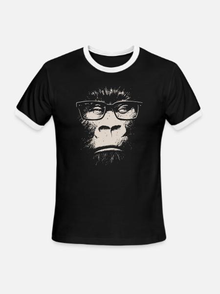 Hipster Gorilla With Glasses - Men's Ringer T-Shirt - black/white