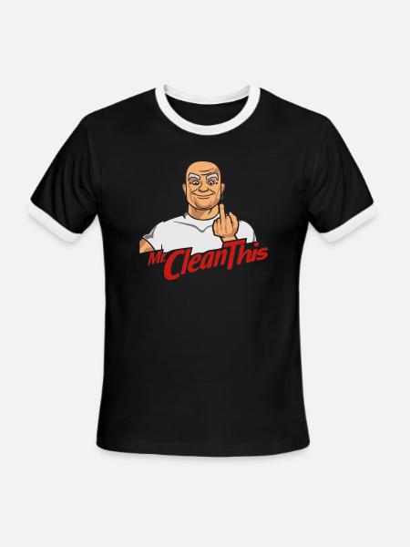 Mr clean this - Men's Ringer T-Shirt - black/white