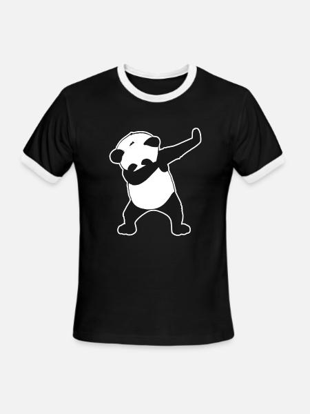 Dab Life Panda Dance Funny - Men's Ringer T-Shirt - black/white