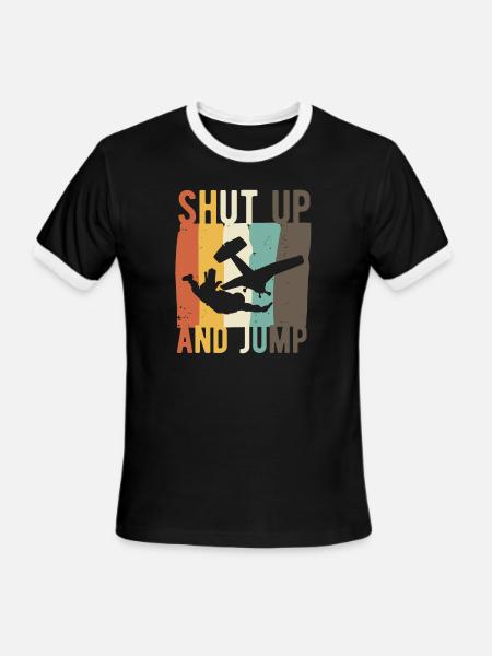 Shut up and jump Skydiving - Men's Ringer T-Shirt - black/white