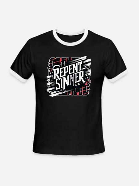 Repent Sinner 18 - Men's Ringer T-Shirt - black/white
