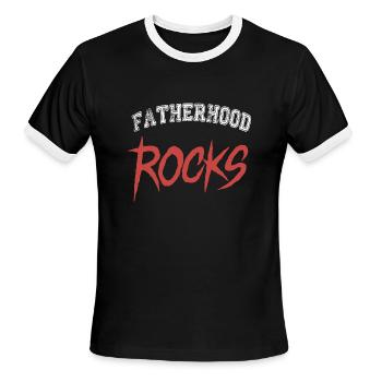 FATHERHOOD ROCKS - Men's Ringer T-Shirt - black/white - Front - Jackson (183cm)