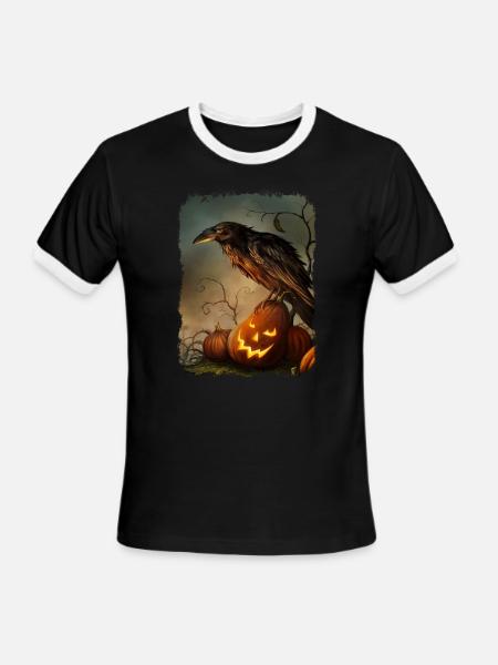 Samhain Raven - Men's Ringer T-Shirt - black/white