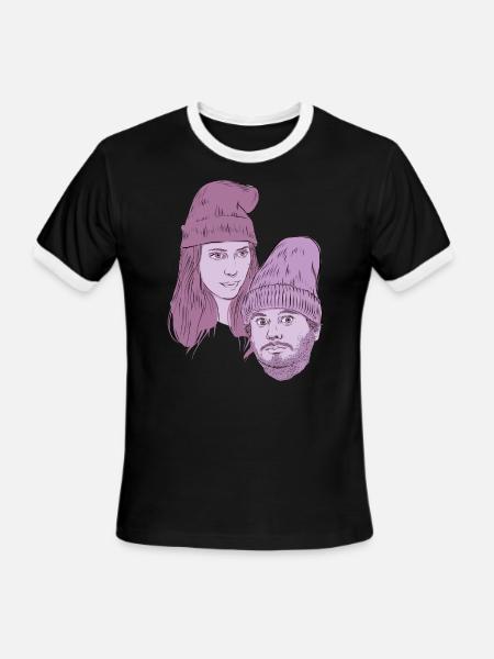 Hila and Ethan from h3h3productions - Men's Ringer T-Shirt - black/white