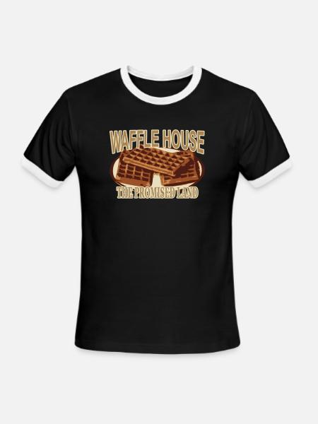 waffle house - Men's Ringer T-Shirt - black/white