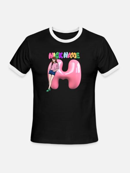 Nick Name H - Men's Ringer T-Shirt - black/white