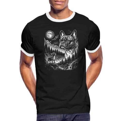 Vintage French Bulldog Moon Howling Tee - Men's Ringer T-Shirt