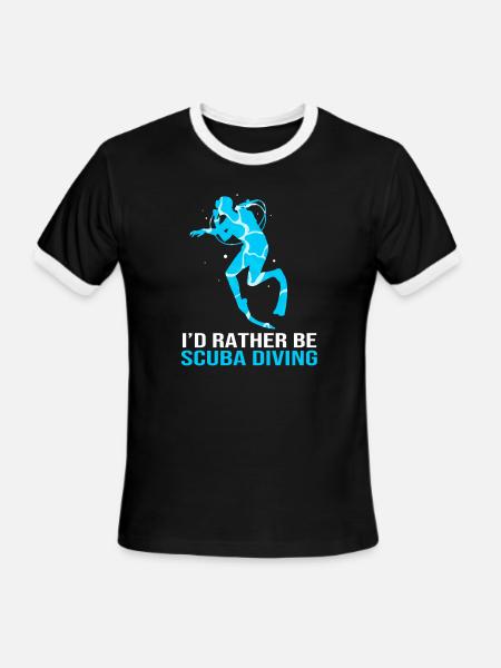 Funny Scuba Diver Id Rather Be Scuba Diving - Men's Ringer T-Shirt - black/white