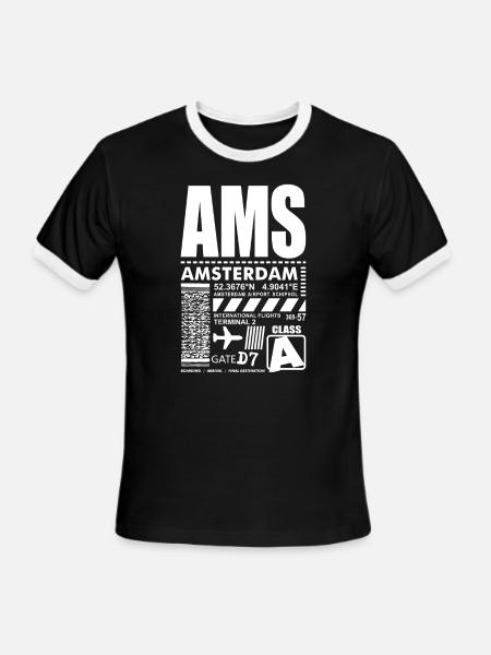 AMS Amsterdam Airport - Men's Ringer T-Shirt - black/white