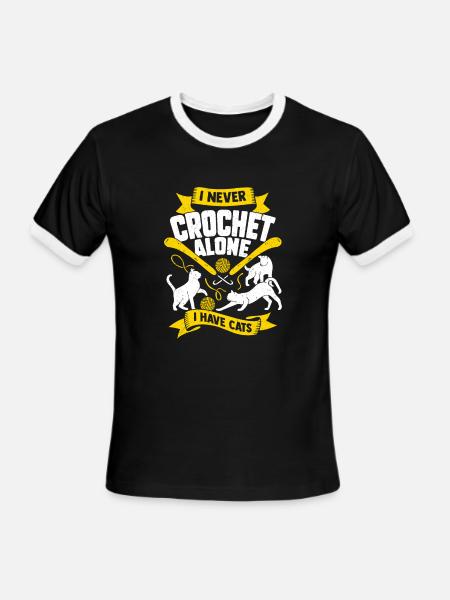 I Never Crochet Alone I Have Cats - Men's Ringer T-Shirt - black/white