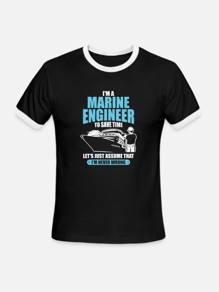I'm A Marine Engineer Ship Boat Engineering Gift - Men's Ringer T-Shirt - black/white