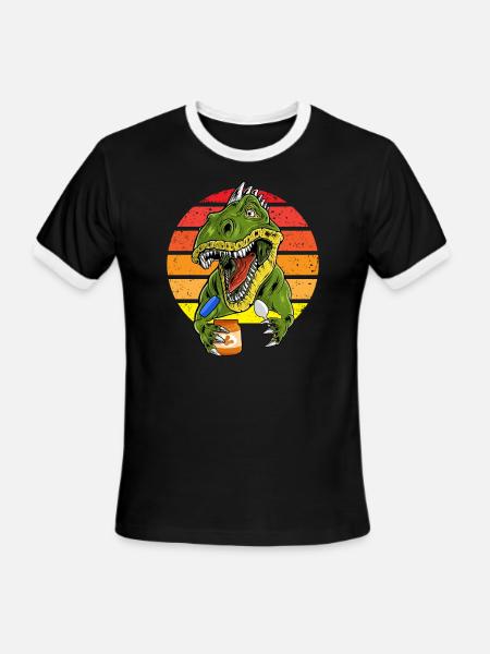 Vintage Dinosaur Eating Peanut Butter Funny Food - Men's Ringer T-Shirt - black/white