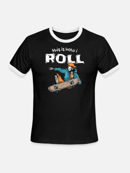 This is How I Roll Cool Skateboarder Skater - Men's Ringer T-Shirt - black/white