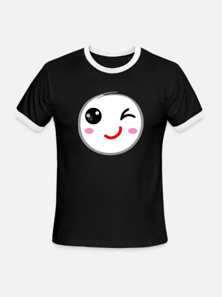 Winking face, Wink smile - Men's Ringer T-Shirt - black/white