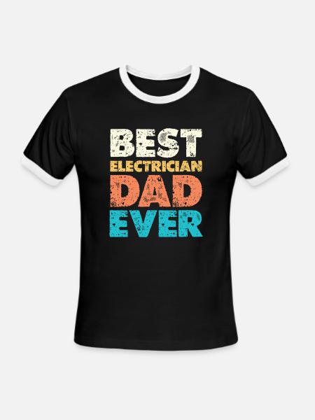 Best Electrician Dad Ever - Men's Ringer T-Shirt - black/white