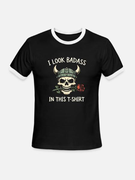 Badass Skull Viking Tee - Men's Ringer T-Shirt - black/white