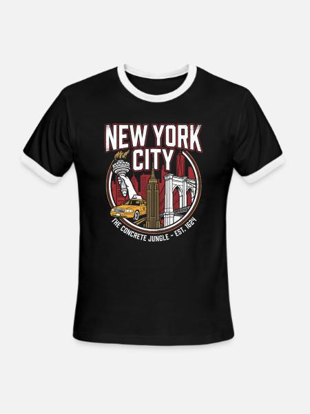 New York City The Concrete Jungle Vintage Design - Men's Ringer T-Shirt - black/white