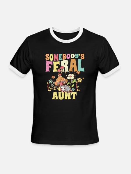 Somebody's Feral Aunt Garden - Men's Ringer T-Shirt - black/white
