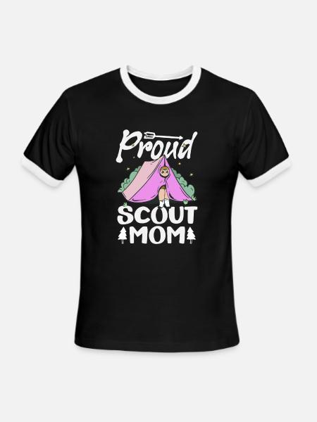 Proud Scout Mom Scouting Mother Camp - Men's Ringer T-Shirt - black/white