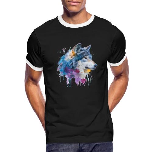 Splash-Art Wolf Head - Men's Ringer T-Shirt