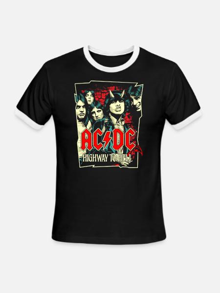 AC/DC Logo And Band Highway To Hell Album - Men's Ringer T-Shirt - black/white