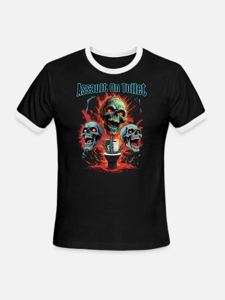 Assault On Toilet - Men's Ringer T-Shirt - black/white