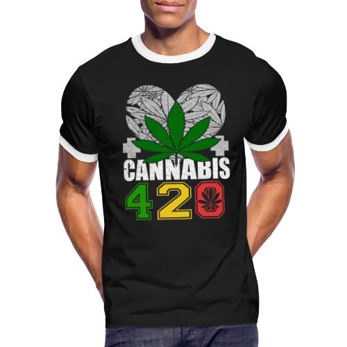 Clever 420 Smoker World Weed Marijuana Design - Men's Ringer T-Shirt