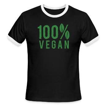 100 Percent Vegan - Men's Ringer T-Shirt - black/white - Front - Jackson (183cm)