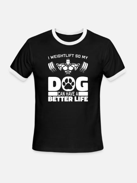 Weightlifting Weightlifter Dog - Men's Ringer T-Shirt - black/white
