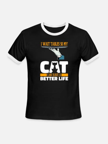 Waiter Waitress Cat - Men's Ringer T-Shirt - black/white