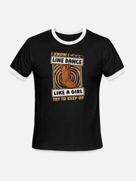 Line Dance Line Dancing Funny - Men's Ringer T-Shirt - black/white