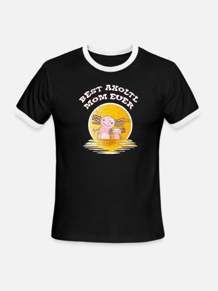 Axolotl Salamander Mom - Men's Ringer T-Shirt - black/white