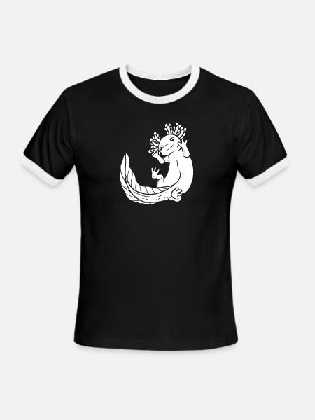 Axolotl Salamander Cute - Men's Ringer T-Shirt - black/white