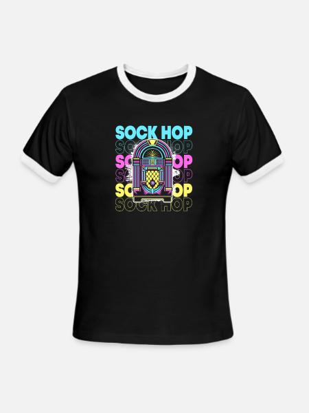 Retro 50s Sock Hop Dance - Men's Ringer T-Shirt - black/white