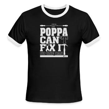 Poppa - If Poppa can't fix it, no one can - Men's Ringer T-Shirt - black/white - Front - Jackson (183cm)