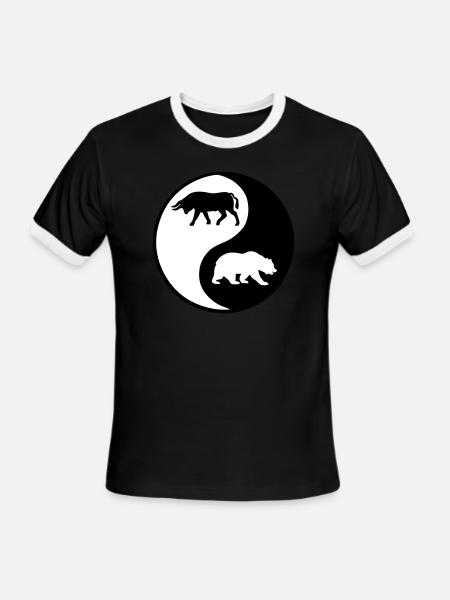 Trader Bull Bear Wall Street Stock Market - Men's Ringer T-Shirt - black/white