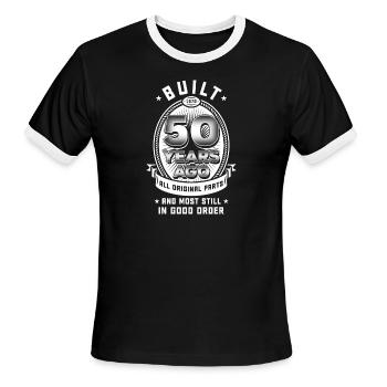 50 ans - T-shirt à bandes contrastées pour hommes   - noir/blanc - Devant - Jackson (183cm)