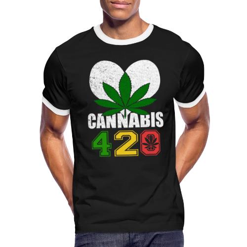 Sidesplitting 420 Love Herb Weed Marijuana Design - Men's Ringer T-Shirt