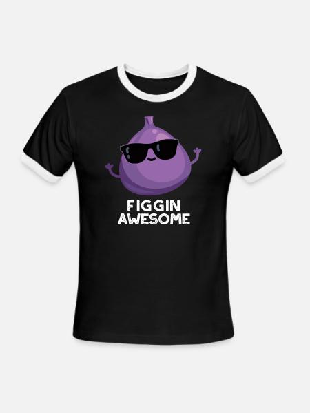 Figgin Awesome Funny Fruit Fig - Men's Ringer T-Shirt - black/white